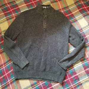 Nautica button mock neck sweater charcoal gray